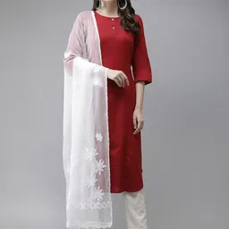 ADA White Chikankari Hand-Embroidered Dupatta-picture-35