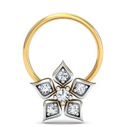 KUBERBOX Zora Floral 18KT Gold Diamond-Studded Nose Pin-0.52gm-image-22