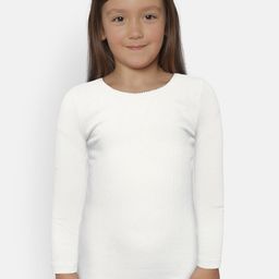 Kanvin Girls Pack of 2 White Self Design Thermal Tops-picture-29