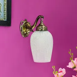 foziq White B22 holder Metal & Glass Uplight Wall Scone image 2