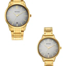 Titan Unisex Set of 2 Grey Stainless Steel His & Her Analogue Watch-picture-43