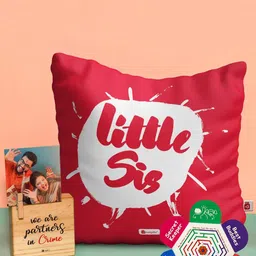 Indigifts Red Printed Cotton Fiber Pre Filled Cushion-picture-25