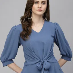 Gipsy Puffed Sleeves Cinched Waist Top-picture-21