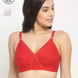 Friskers Pack Of 2 White & Red Cotton Everyday Bra-picture-21