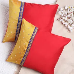 SAKA DESIGNS Red & Yellow Set of 2 Embellished Square Cushion Covers-image-71