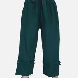 Cutiekins Girls Green Solid Straight Palazzos-picture-29