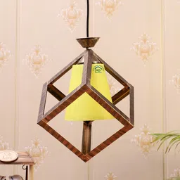 MFD HOME FURNISHING Yellow & Brown Printed Quirky Pendent Lamp-picture-45