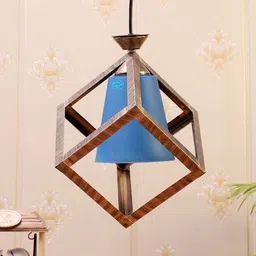 MFD HOME FURNISHING Blue & Gold-Toned Self Design Quirky Hanging Lamp-picture-48