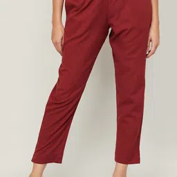 Melange by Lifestyle Women Maroon High-Rise Trousers image 1
