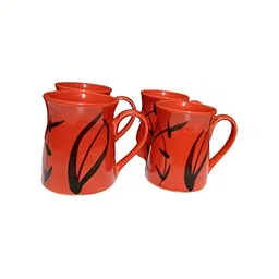 caffeine Black & Red 4 Pieces Ceramic Coffee Mugs-image-13