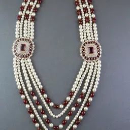 I Jewels Men Gold-Toned & Maroon 5 Layered Gold-Plated Necklace-picture-33