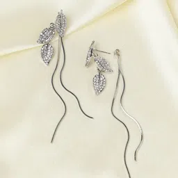 SOHI Silver-Plated Leaf-shaped Drop Earrings-image-38