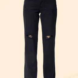 OMG CREATION Women Straight Fit High-Rise Slash Knee Stretchable Jeans-picture-16