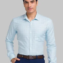 Park Avenue Spread Collar Checks Slim Fit Organic Cotton Formal Shirt-picture-42