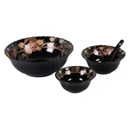 ceradeco 33 Pcs Printed Black Opalware Glossy Printed Dinner Set image 4
