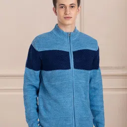AXMANN Colourblocked Turtle Neck Long Sleeves Woollen Cardigan Sweater-picture-15