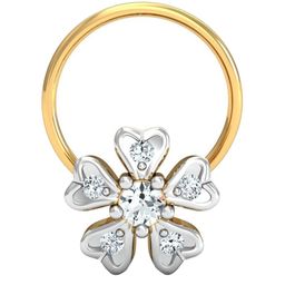 KUBERBOX Cinquefoil 18KT Gold Diamond-Studded Nose Pin-0.6gm-image-21