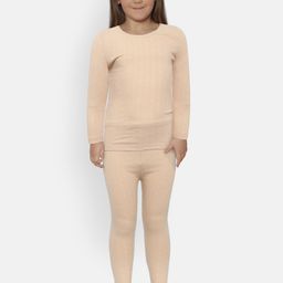 Kanvin Girls Beige Self Design Thermal Set-picture-19