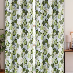 Aura Green & White 2 Pieces Floral Door Curtain-picture-34