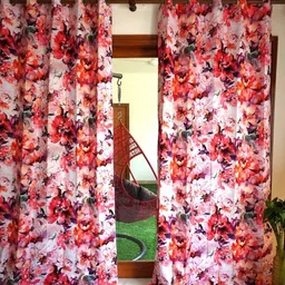 TARA- Sparkling Homes Orange & White Floral Door Curtain-picture-22