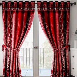 Home Sizzler Maroon & White Set of 2 Quirky Door Curtain-picture-25