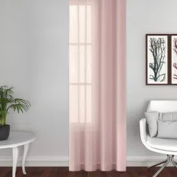 THE CONVERSION Pink Linen With Slub Textured Sheer Long Door Curtain-picture-19