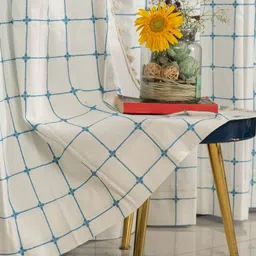 URBAN SPACE Turquoise Blue & Off White Embroidered Long Door Curtain-picture-11
