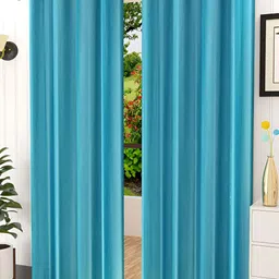 Kraftiq Homes Crush Blue 2 Pieces Regular Long Door Curtains-image-6