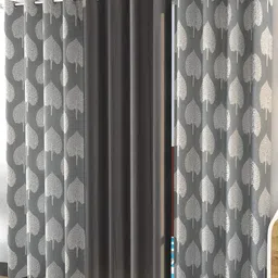Kraftiq Homes Marble Grey & White 3 Pieces Ethnic Motifs Regular Long Door Curtains-image-31