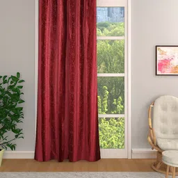 ROMEE Maroon Ethnic Motifs Long Door Curtain-picture-41