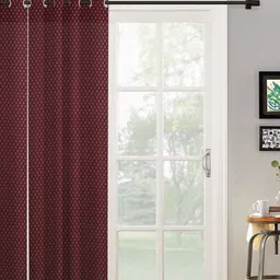 HOSTA HOMES Maroon & White Geometric Long Door Curtain-picture-21