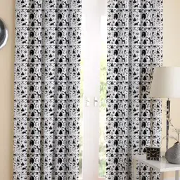 Airwill Black & Grey 2Pcs Abstract Room Darkening Long Door Curtain-picture-29