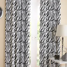 Airwill Black White 2 Pieces Abstract Cotton Room Darkening Long Door Curtain-image-49