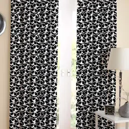 Airwill Black & White 2 Pieces Abstract Printed Room Darkening Long Door Curtain-picture-11