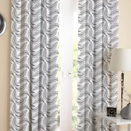 Airwill Black & White 2 Pcs Floral Room Darkening Cotton Long Door Curtain-picture-18