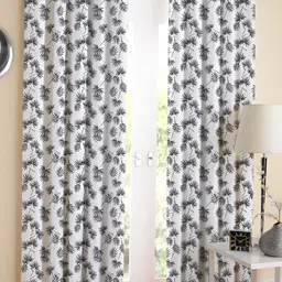 Airwill Black White 2 Pieces Floral Cotton Room Darkening Long Door Curtain-picture-39