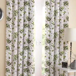 Airwill Green & White 2 Pcs Floral Room Darkening Cotton Long Door Curtain-picture-37