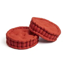 SKANDA FAB Brown 2 Pcs Pure Cotton Round Floor Cushions-image-89