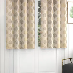 Yellow Weaves Brown & Gold-Toned 2 Pieces Floral Printed Window Curtains-picture-25