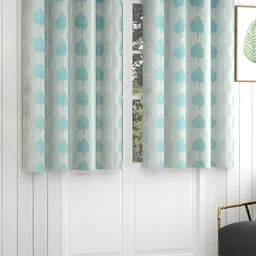 Yellow Weaves Blue & Silver-Toned 2 Pieces Floral Printed Window Curtains-image-28