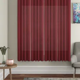 HOSTA HOMES Set Of 4 Maroon Striped Window Curtain image 1