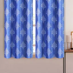 Aura Blue & White 2 Pcs Floral Printed Window Curtain-image-58