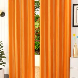 Kraftiq Homes Crush Orange 2 Pieces Regular Window Curtains-image-48