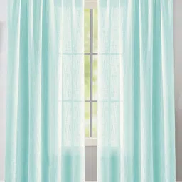 HOMEMONDE Turquoise Blue 2 Pieces Sheer Rod Pocket Window Curtains-image-34