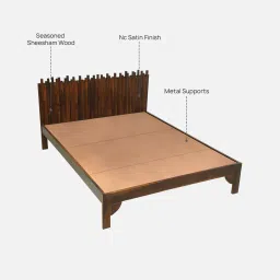 woodsworth from pepperfry Andau Sheesham Wood Queen Size Bed In Provincial Teak Finish image 3