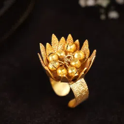 Rubans 24K Gold-Plated Beaded Adjustable Floral Design Finger Ring-picture-17