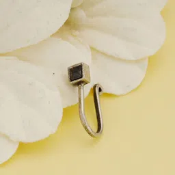 GIVA 925 Silver Oxidised Black Square Clip On Nose Pin-image-5