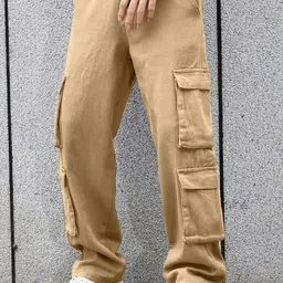 URBAN INDY Men Regular Fit High-Rise Cotton Cargo Trouser-image-69