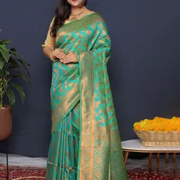 Royal Rajgharana Saree Ethnic Motifs Woven Design Zari Art Silk Banarasi Sarees image 1
