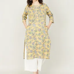 Melange by Lifestyle Women Ethnic Motifs Printed Indie Prints Pure Cotton Kurta-image-12
